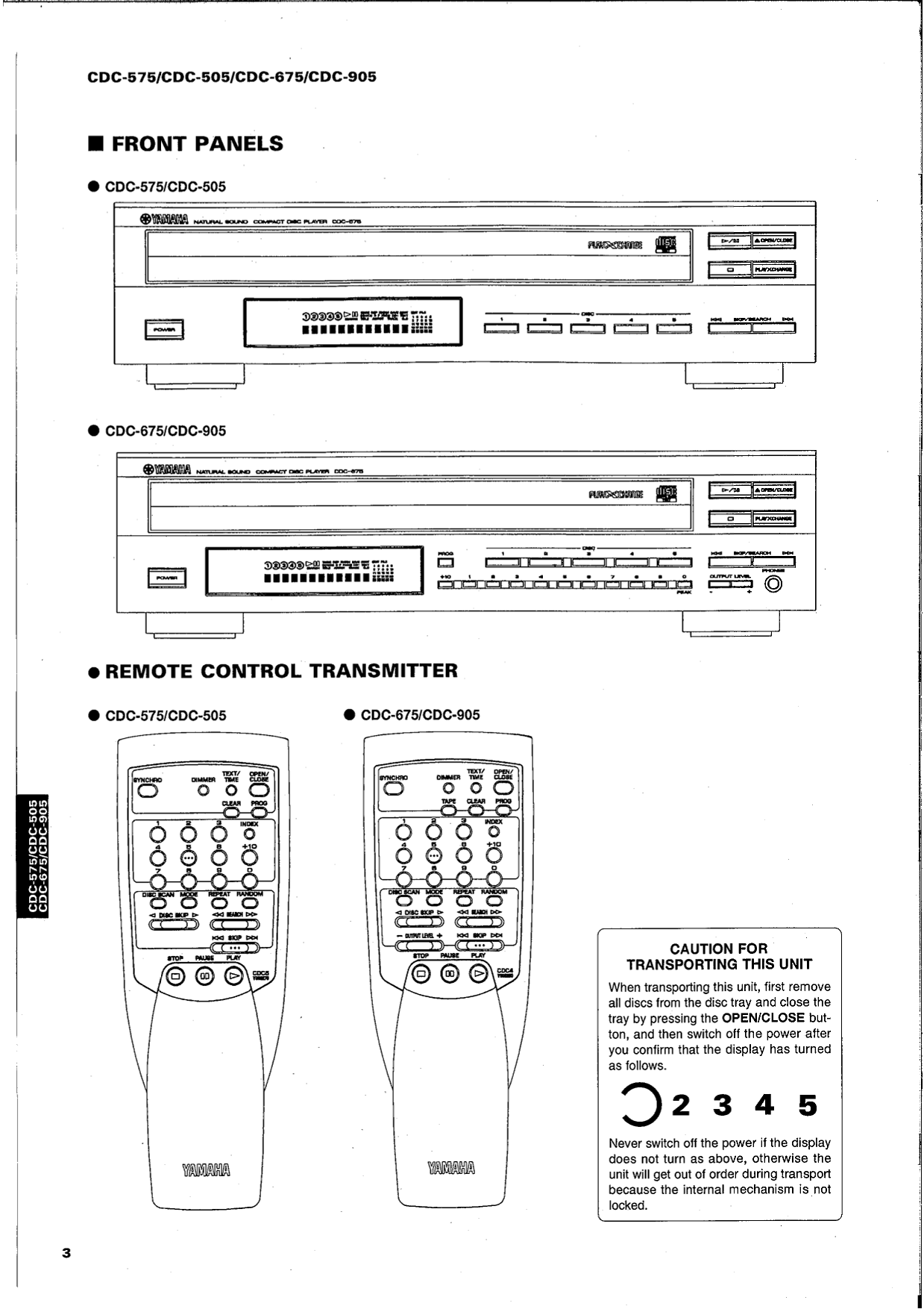 Yamaha CDC-505, CDC-575, CDC-675 & CDC-905 CD Player Service Manual (Pages: 50)