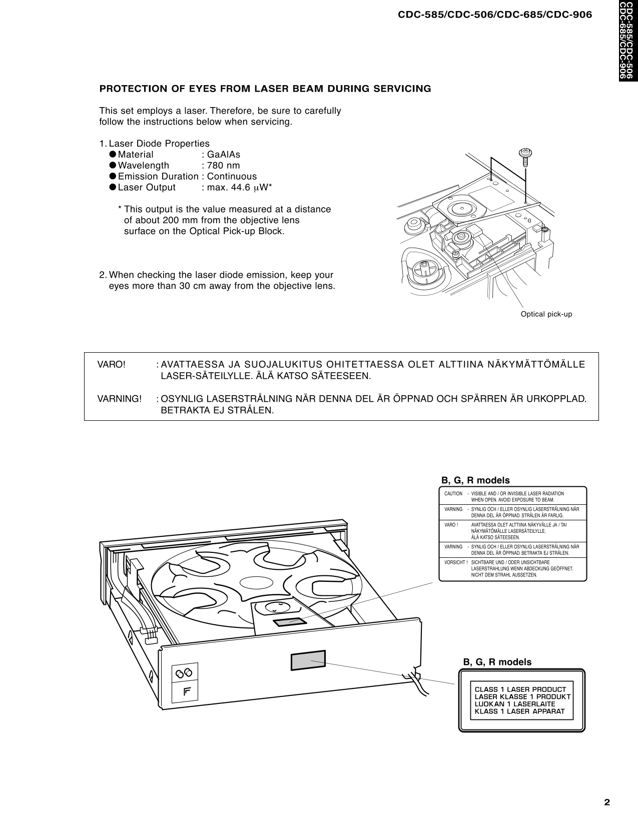 Yamaha CDC-506, CDC-585, CDC-685 & CDC-906 CD Player Service Manual (Pages: 48)