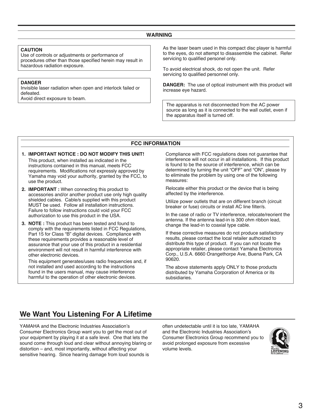 Yamaha CDC-645 CD Player Owner's/ User Manual (Pages: 16)