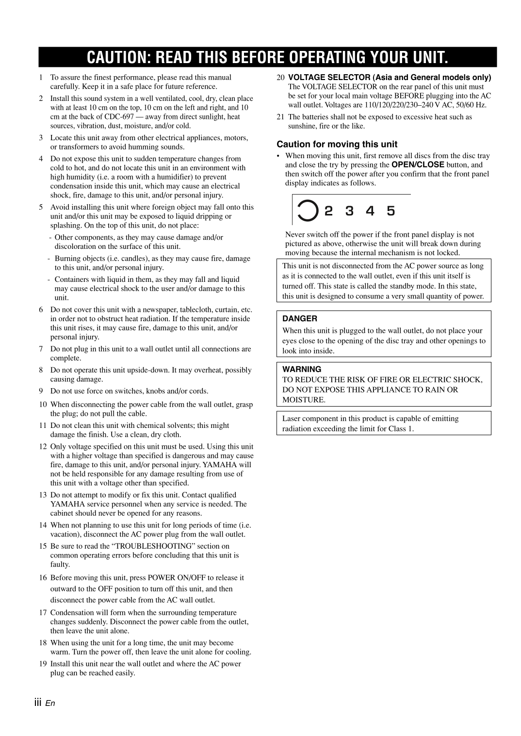 Yamaha CDC-697 CD Player Owner's/ User Manual (Pages: 32)