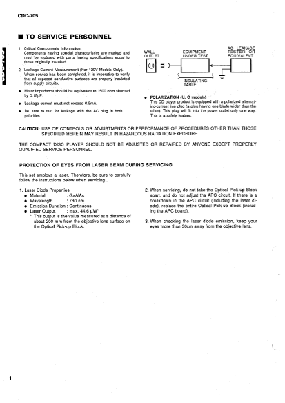 Yamaha CDC-705 CD Player Service Manual (Pages: 45)