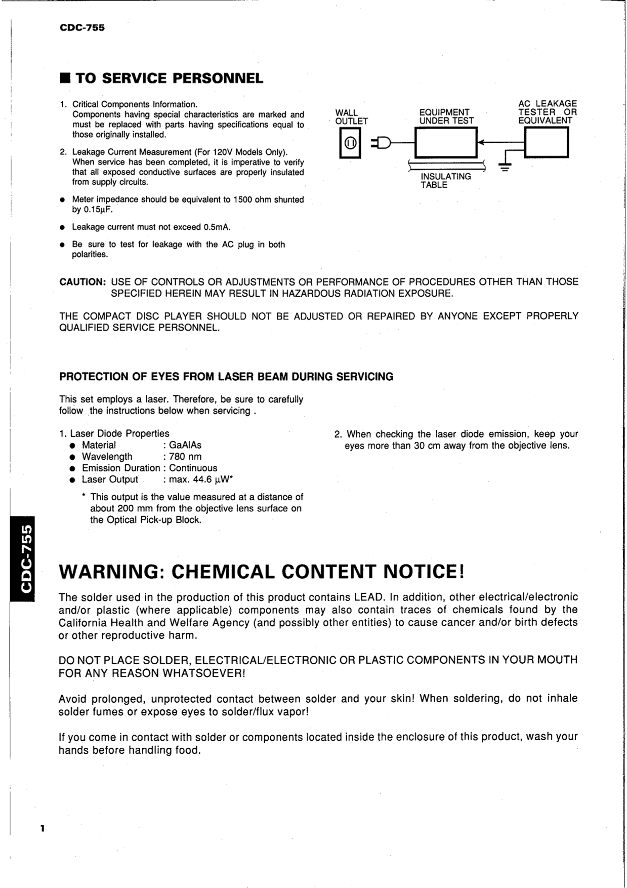 Yamaha CDC-755 CD Player Service Manual (Pages: 35)