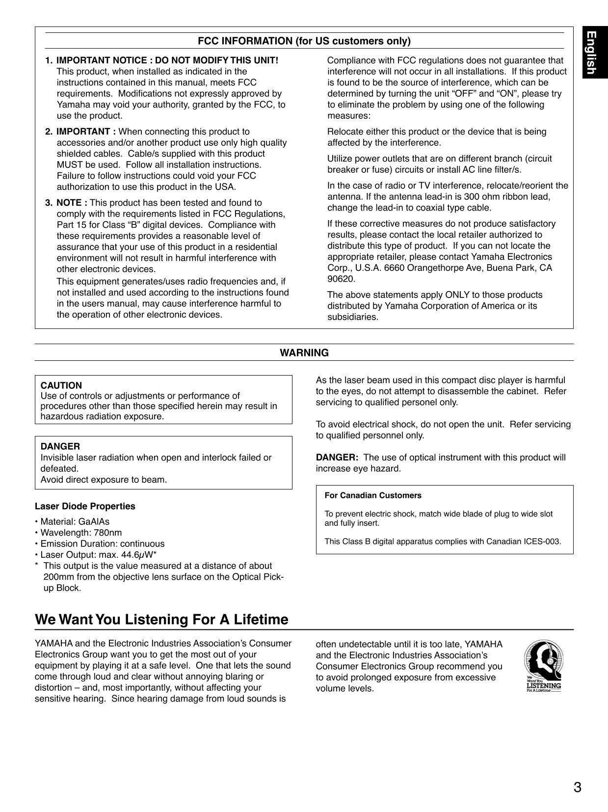 Yamaha CDC-775 CD Player Owner's/ User Manual (Pages: 28)