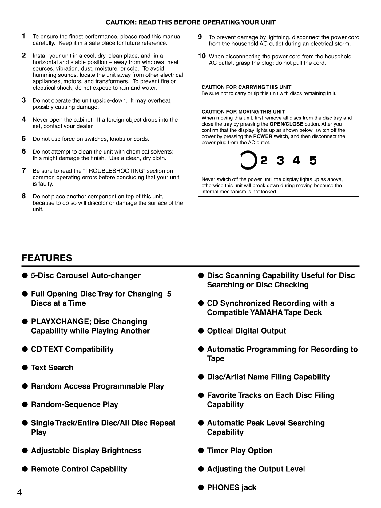 Yamaha CDC-775 CD Player Owner's/ User Manual (Pages: 28)