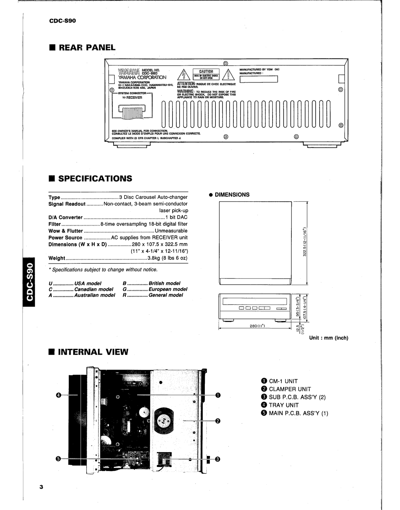 Yamaha CDC-S90 & CC-70W CD Player/ Changer Service Manual (Pages: 35)