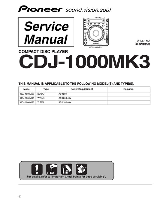 Pioneer CDJ-1000MK3 CD Player Service Manual (Pages: 116)