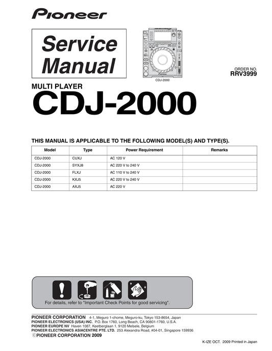 Pioneer CDJ-2000 Multi-Player Service Manual (Pages: 166)