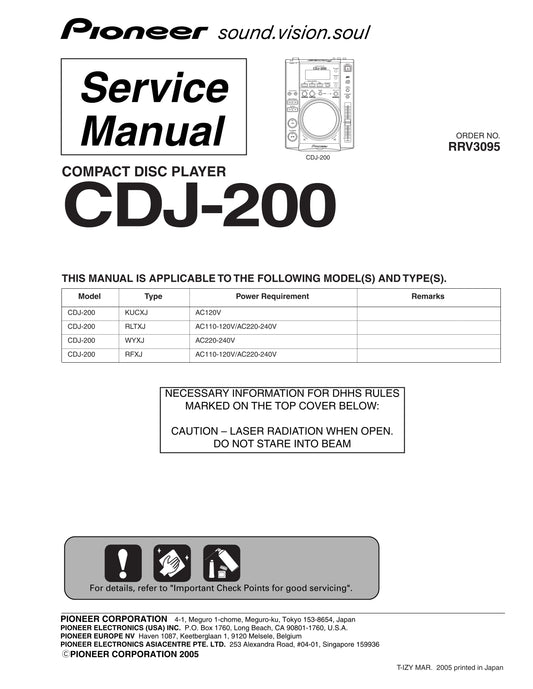 Pioneer CDJ-200 CD Player Service Manual (Pages: 80)