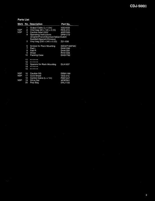 Pioneer CDJ-500II CD Player Service Manual (Pages: 30)