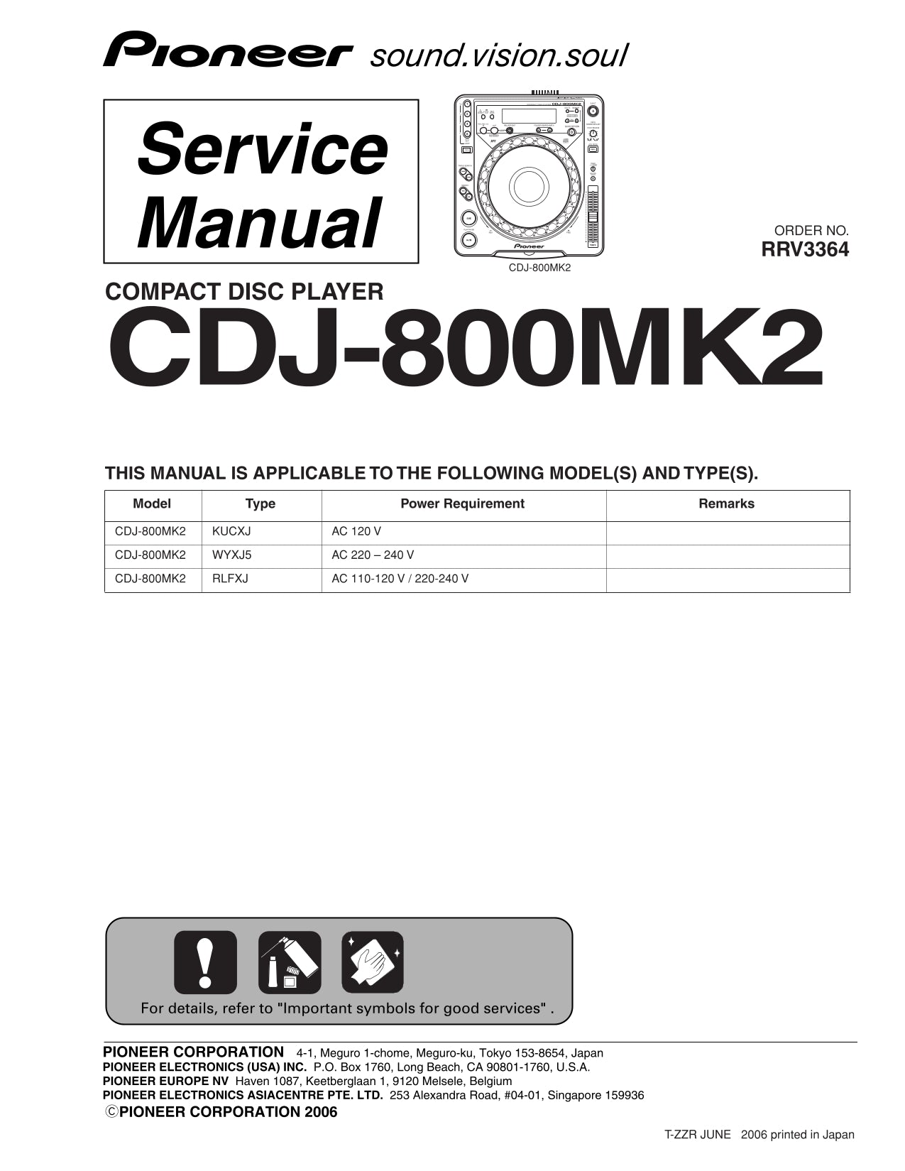 Pioneer CDJ-8000MK2 CD Player Service Manual (Pages: 144)