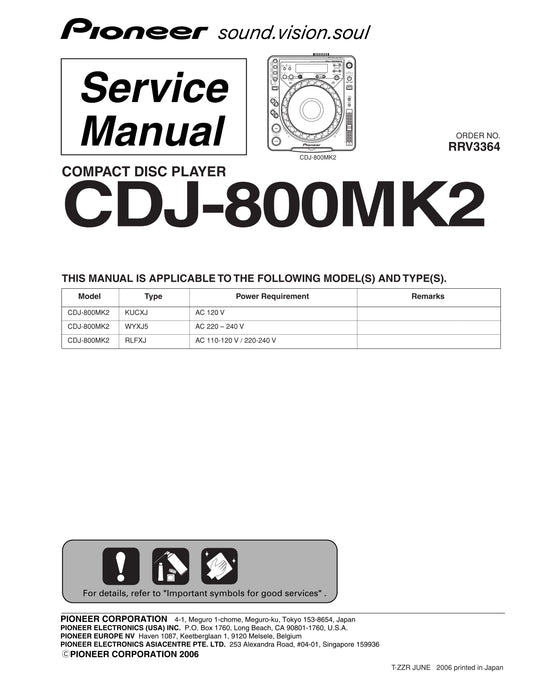 Pioneer CDJ-800MK2 CD Player Service Manual (Pages: 228)