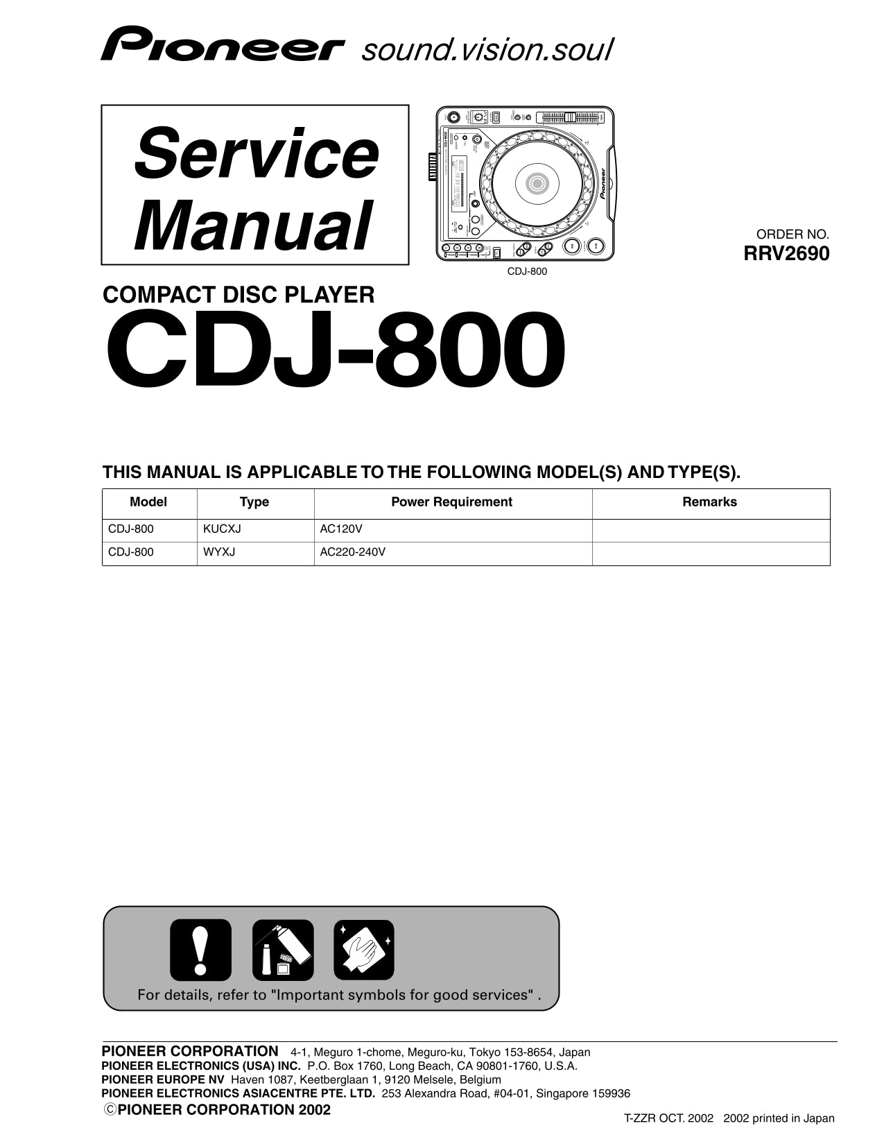 Pioneer CDJ-800 CD Player Service Manual (Pages: 78)