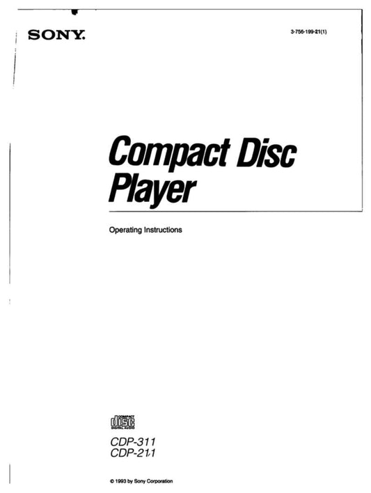 Sony CDP211 CDP311 Audio System Operating Manual