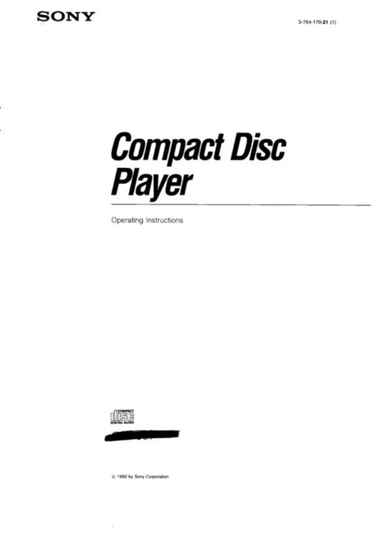 Sony CDP997 CD Player Operating Manual