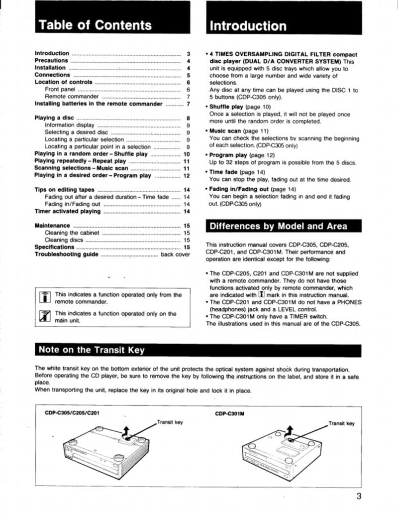 Sony CDPC201 CDPC205 CDPC301MCDPC301M Audio System Operating Manual