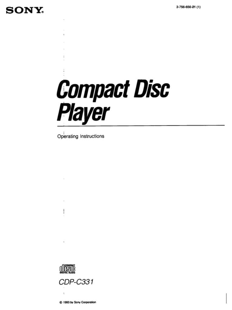 Sony CDPC331 Audio System Operating Manual