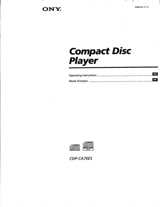 Sony CDPCA70ES Audio System Operating Manual