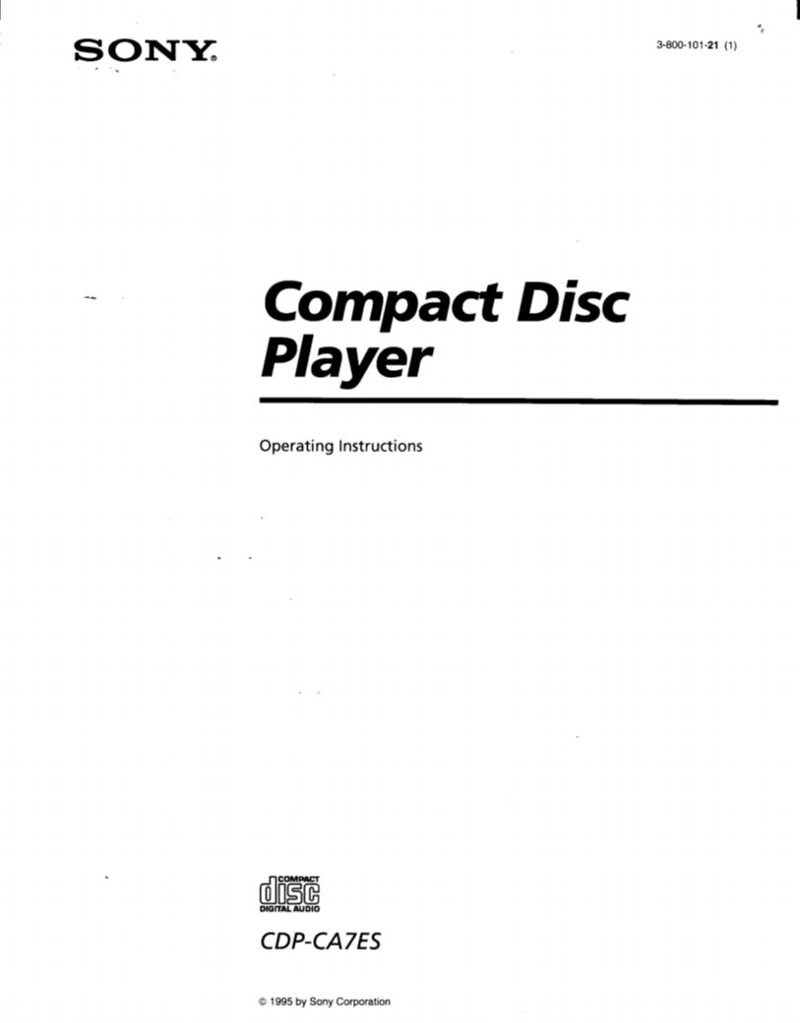 Sony CDPCA7ES CD Player Operating Manual