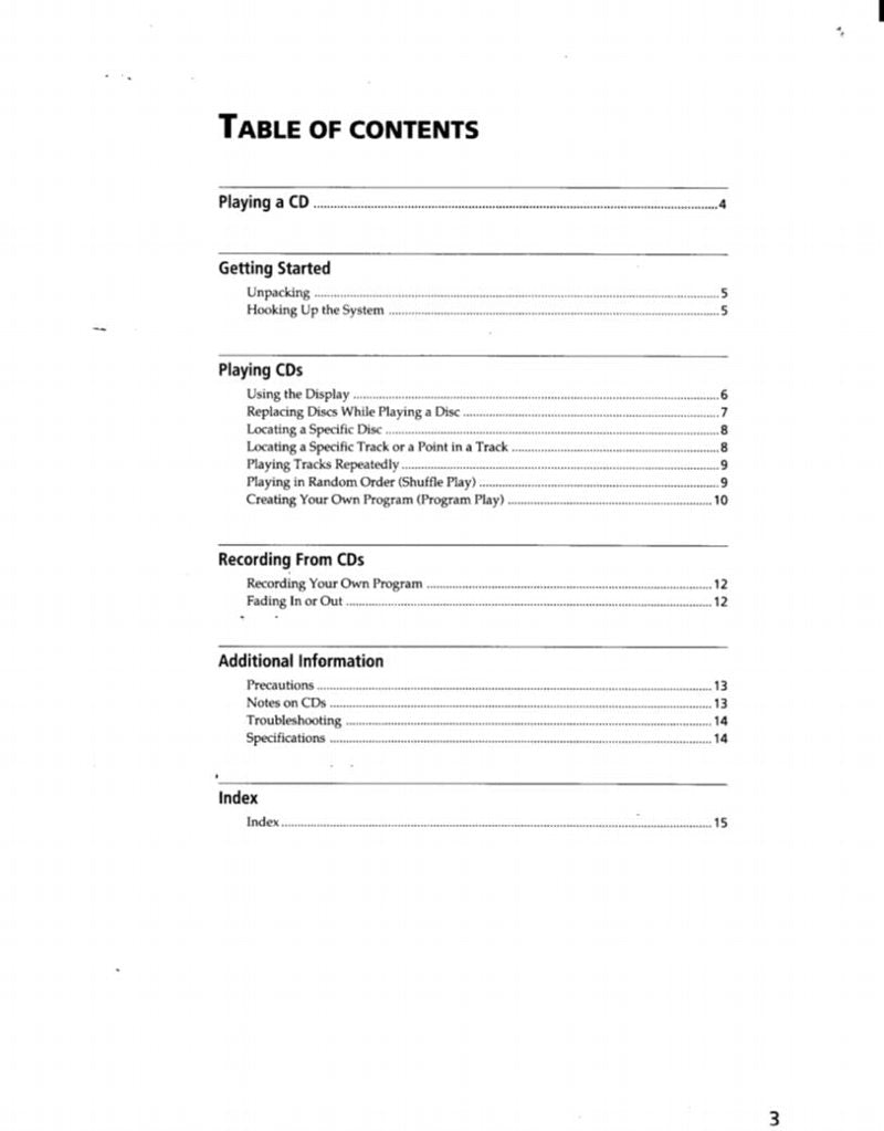 Sony CDPCA7ES CD Player Operating Manual