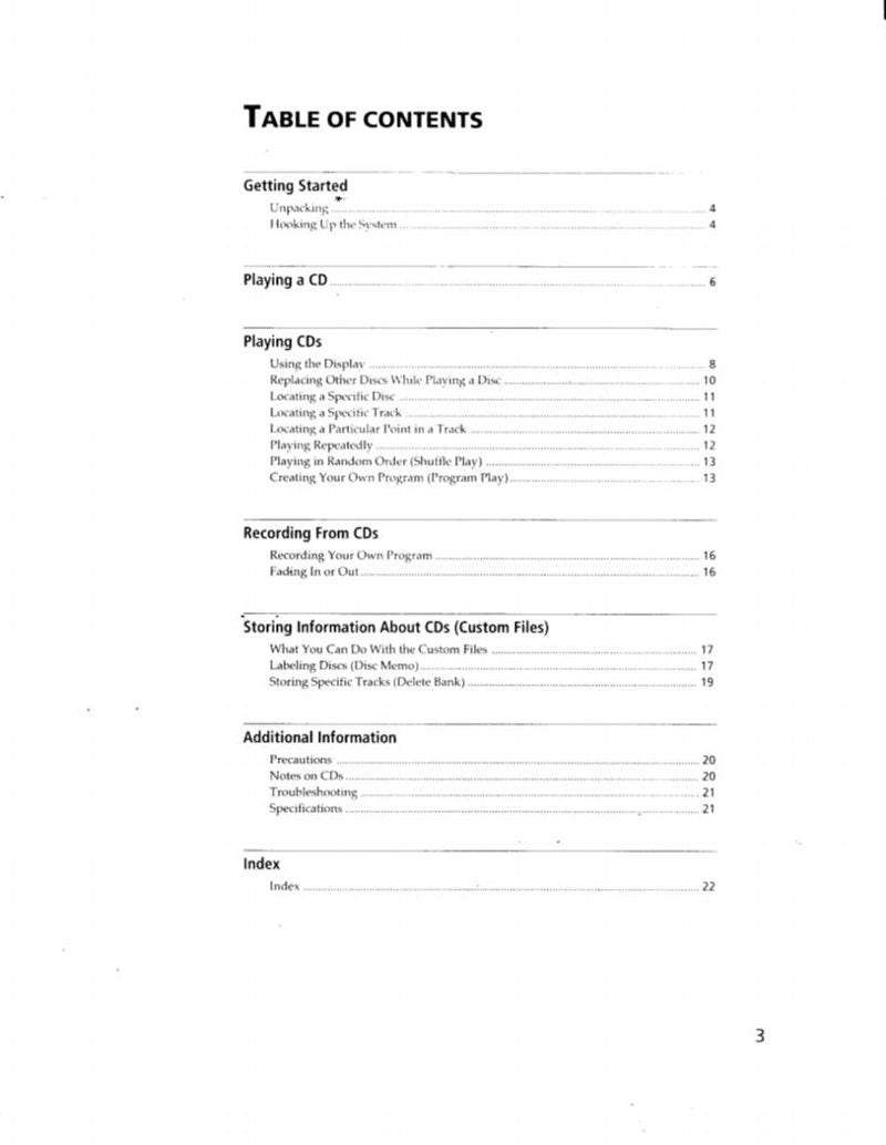 Sony CDPCA80ES Audio System Operating Manual