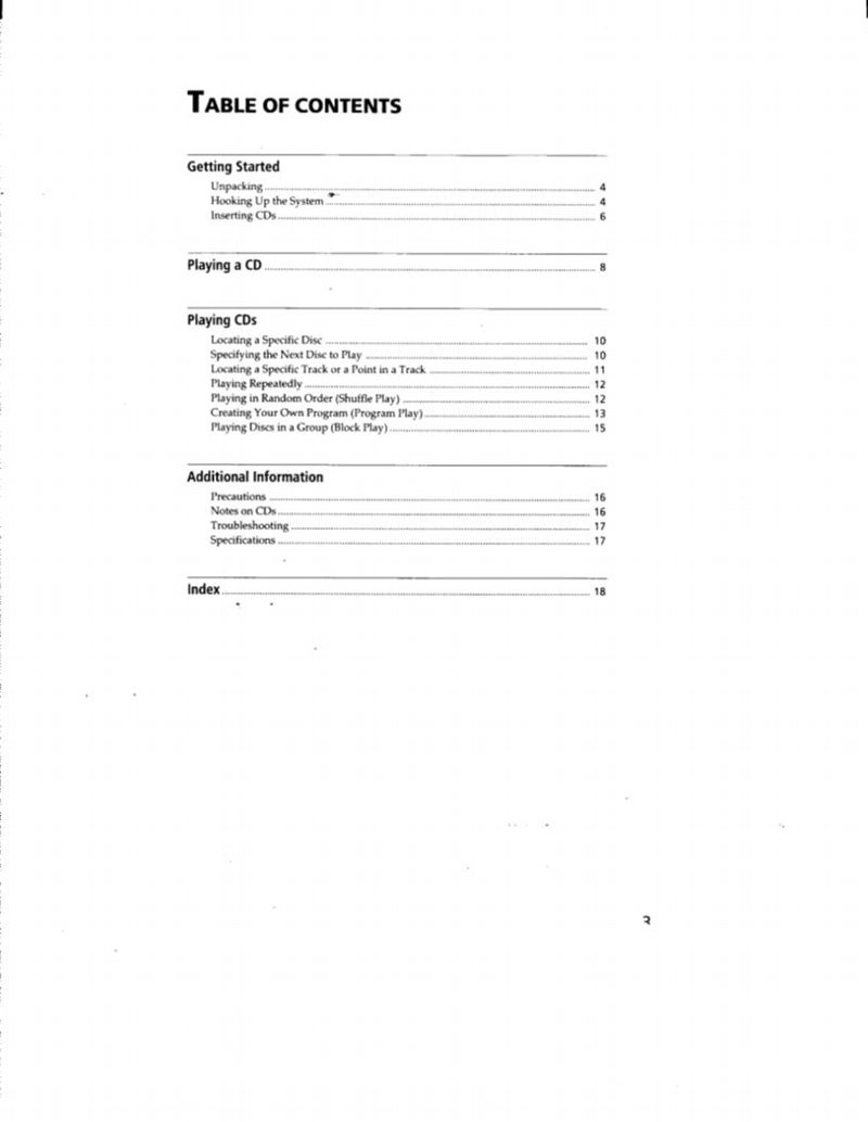 Sony CDPCX210 Audio System Operating Manual