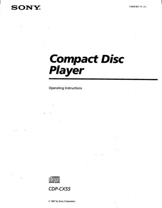 Sony CDPCX55 Audio/Video Receiver Operating Manual