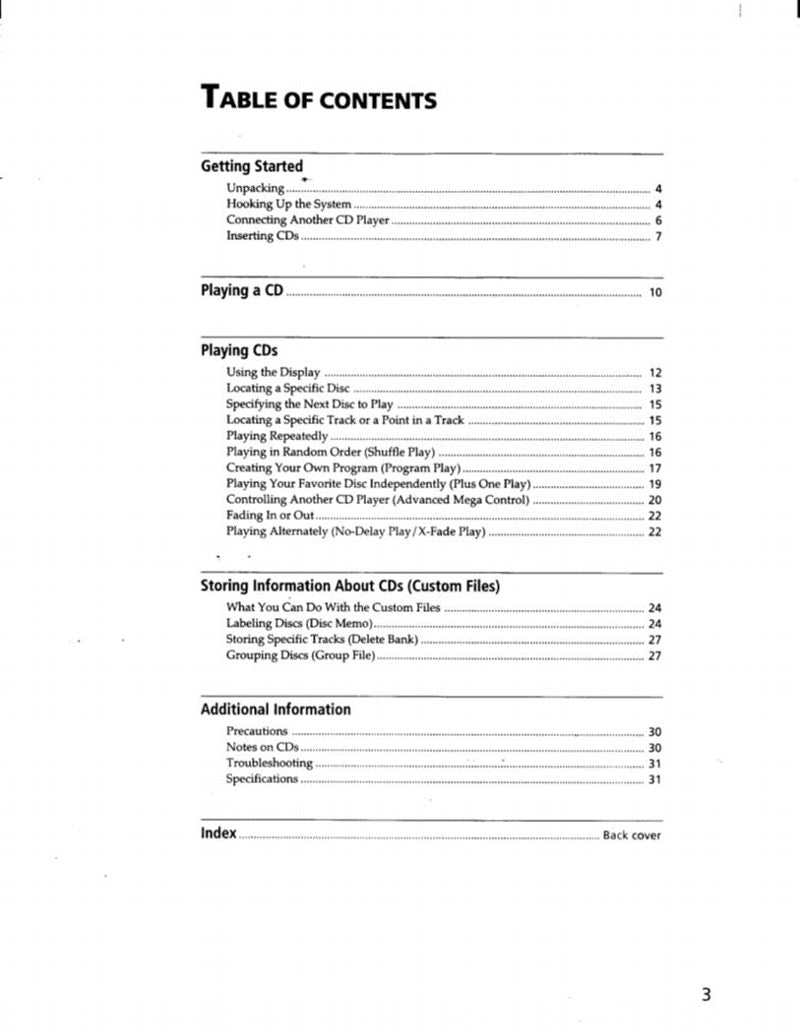 Sony CDPCX57 Audio System Operating Manual