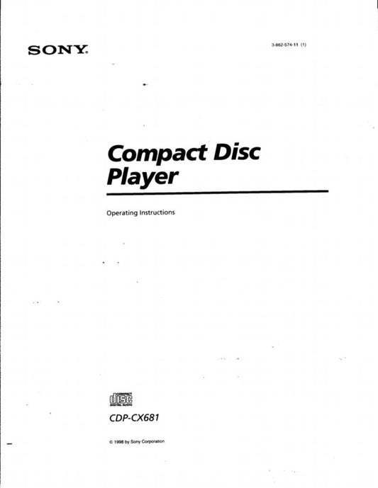 Sony CDPCX681 Audio/Video Receiver Operating Manual