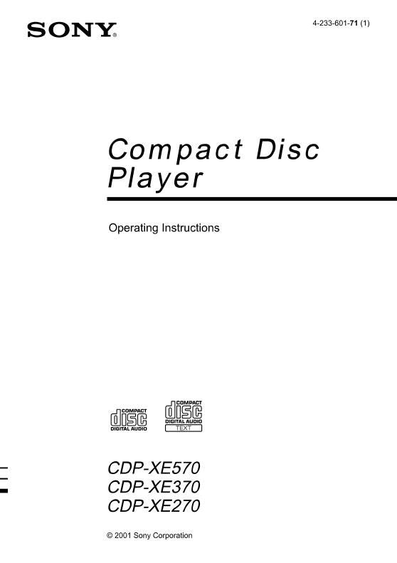 Sony CDPEX270 CDPEX370 CDPEX570 CD Player Operating Manual