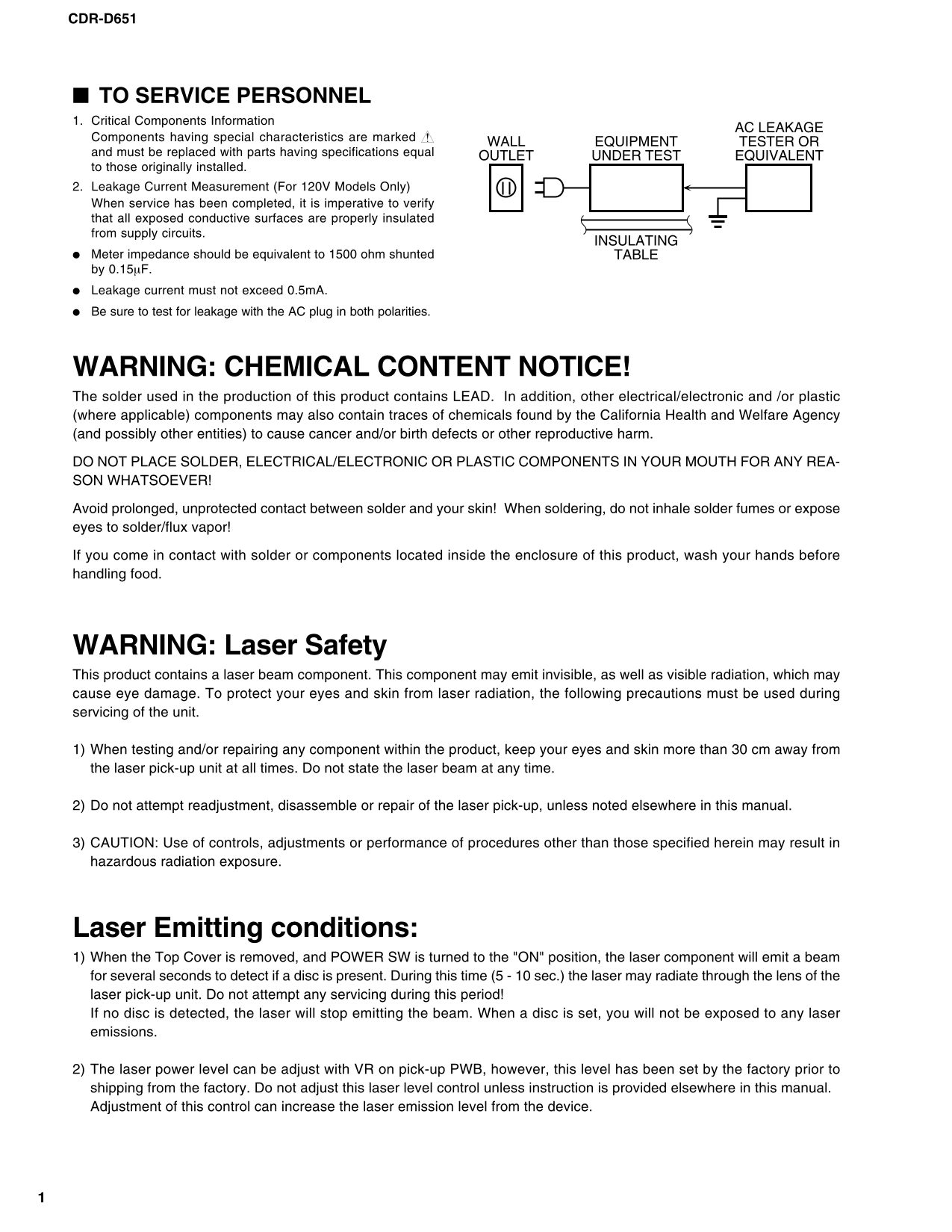 Yamaha CDR-D651 CD Player Service Manual (Pages: 36)