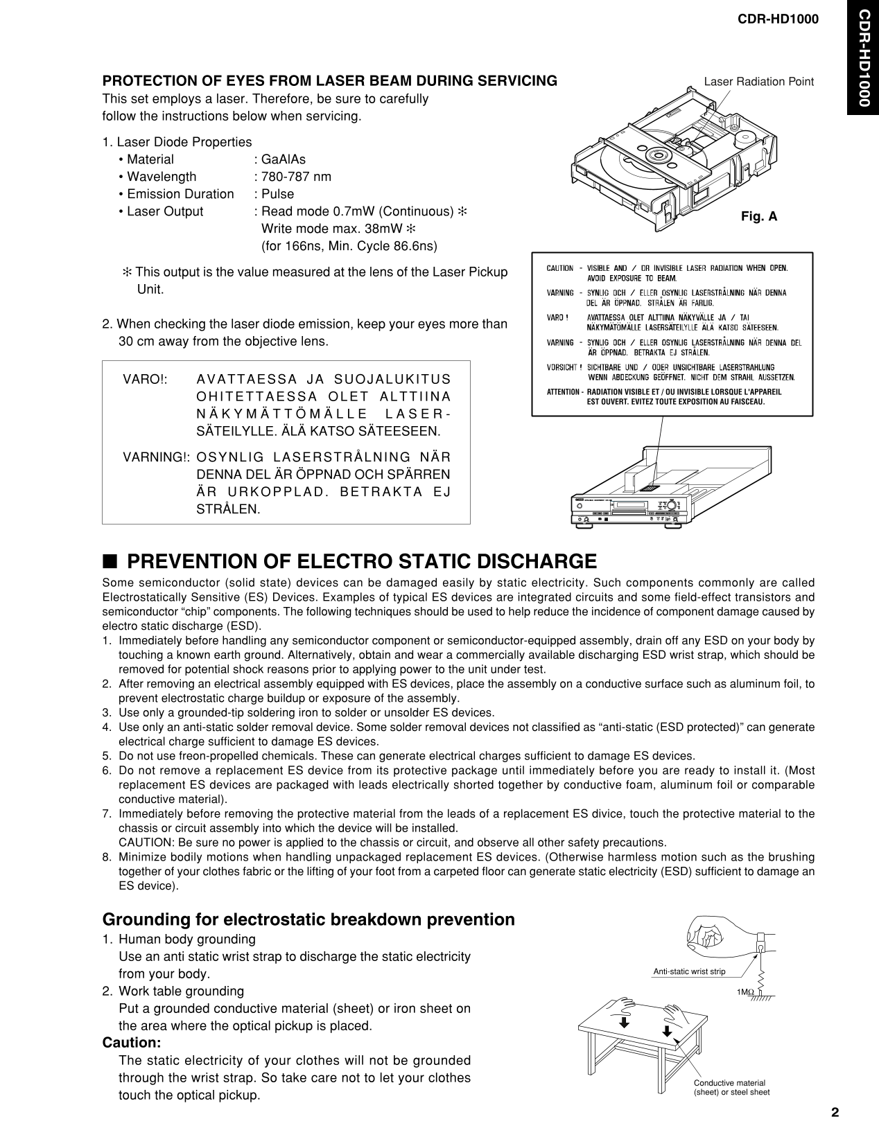 Yamaha CDR-HD1000 HDD/ CD Player Recorder Service Manual (Pages: 46)