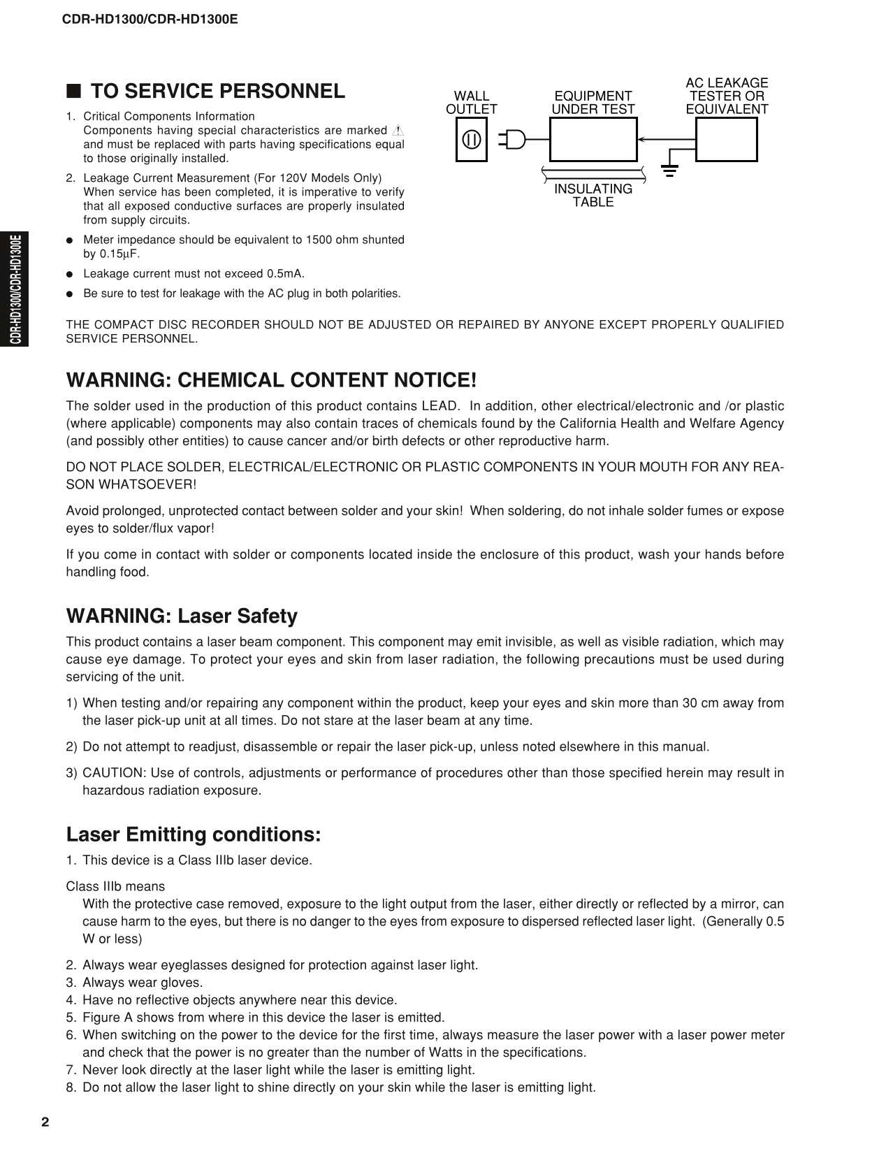 Yamaha CDR-HD1300 & CDR-HD1300E HDD/ CD Player Recorder Service Manual (Pages: 71)