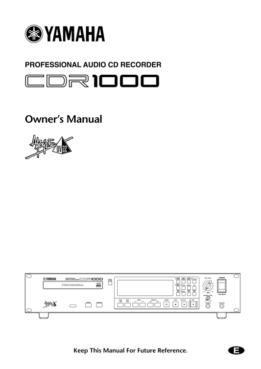 Yamaha CDR1000 Audio CD Player/ Recorder Owner/ User Manual (Pages: 67)