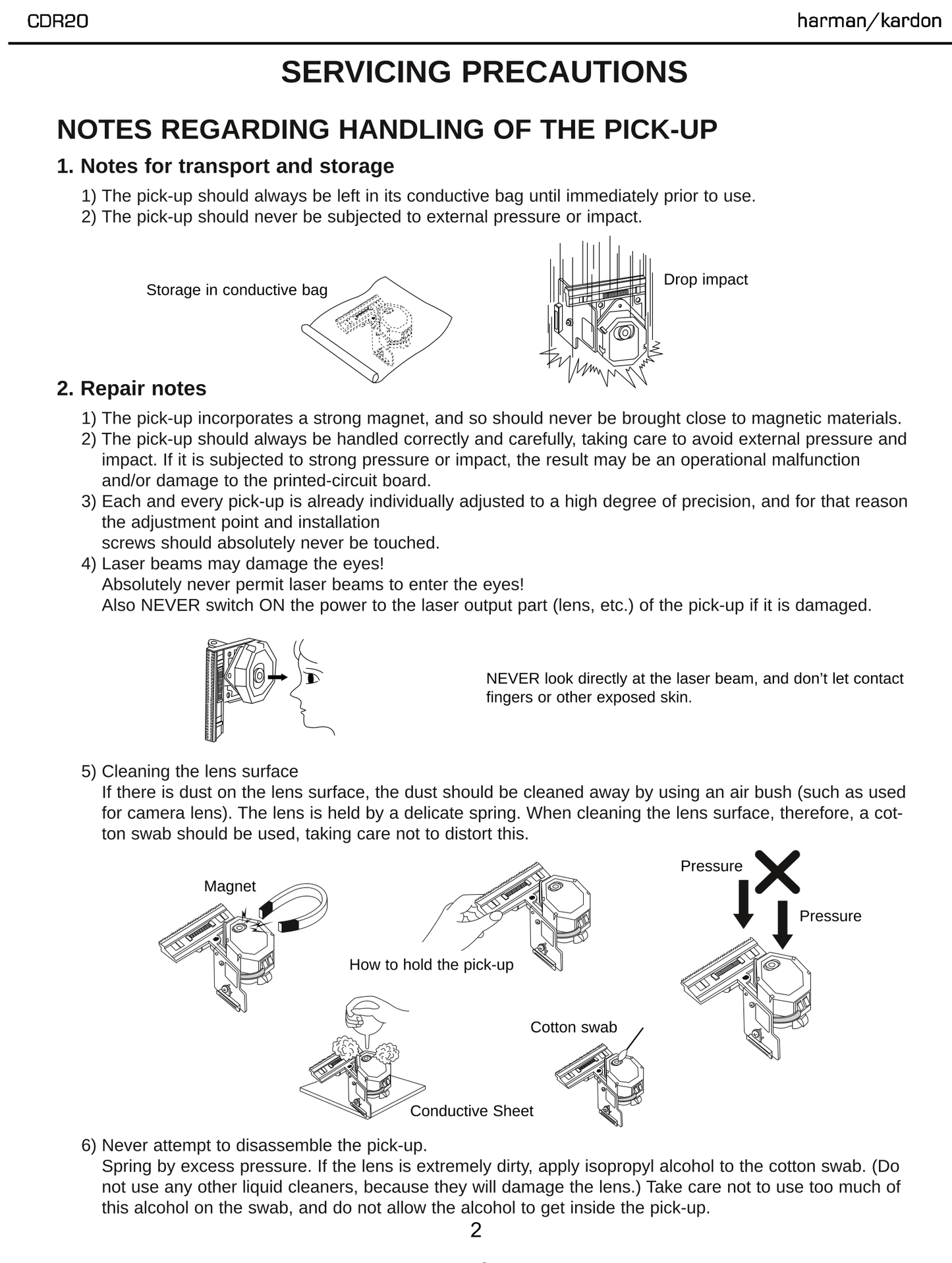 Harman/ Kardon CDR 20 Dual Tray CD Recorder/ Player Owner & Service Manual (Pages: 109)