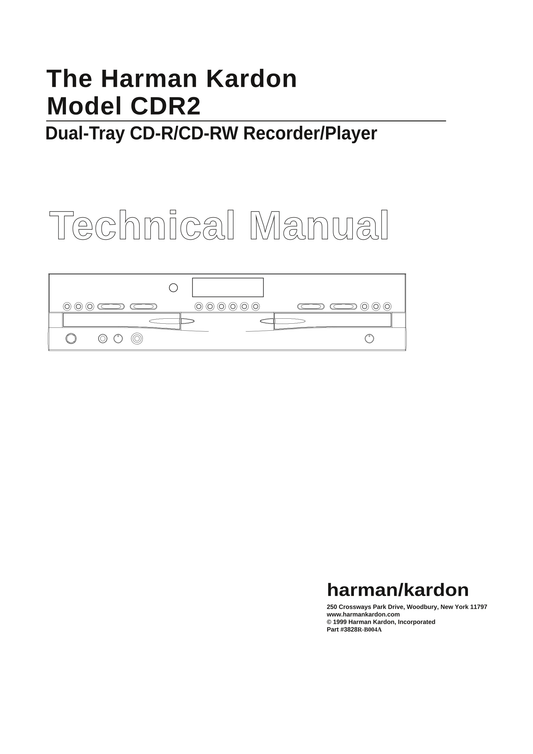 Harman/ Kardon CDR 2 Dual Tray CD Recorder/ Player Owners and Service Manual (Pages: 123)