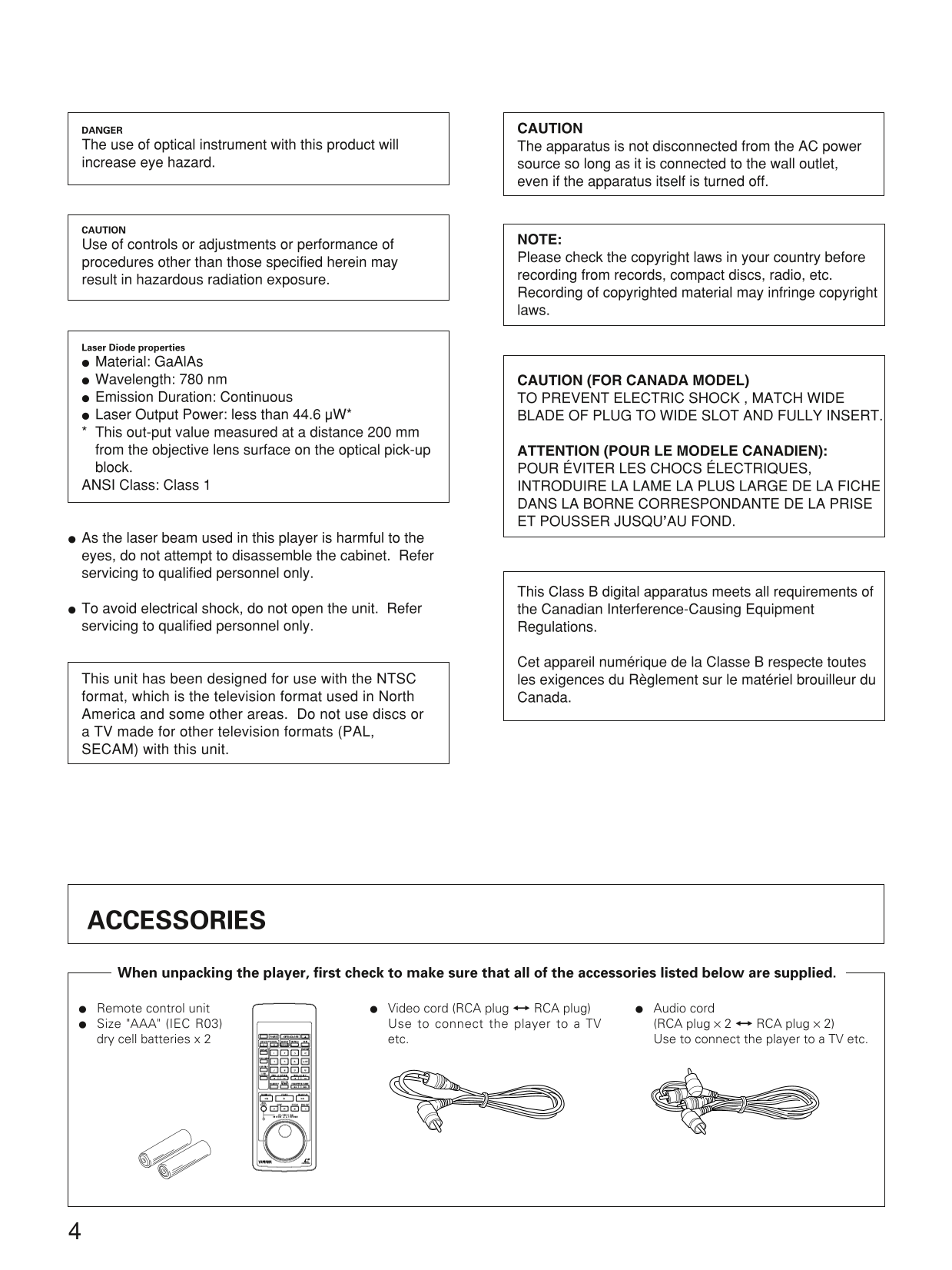 Yamaha CDV-W901 CD Player Owner's/ User Manual (Pages: 28)