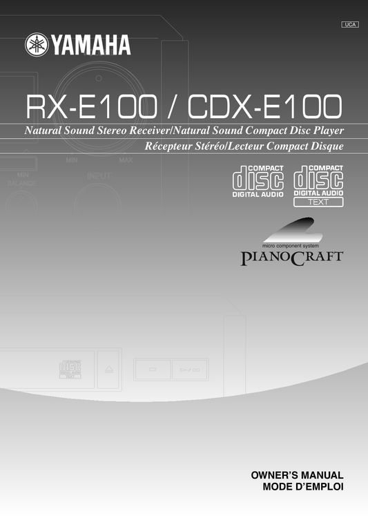 Yamaha CDX-E100 & RX-E100 CD Player Owner's/ User Manual (Pages: 30)