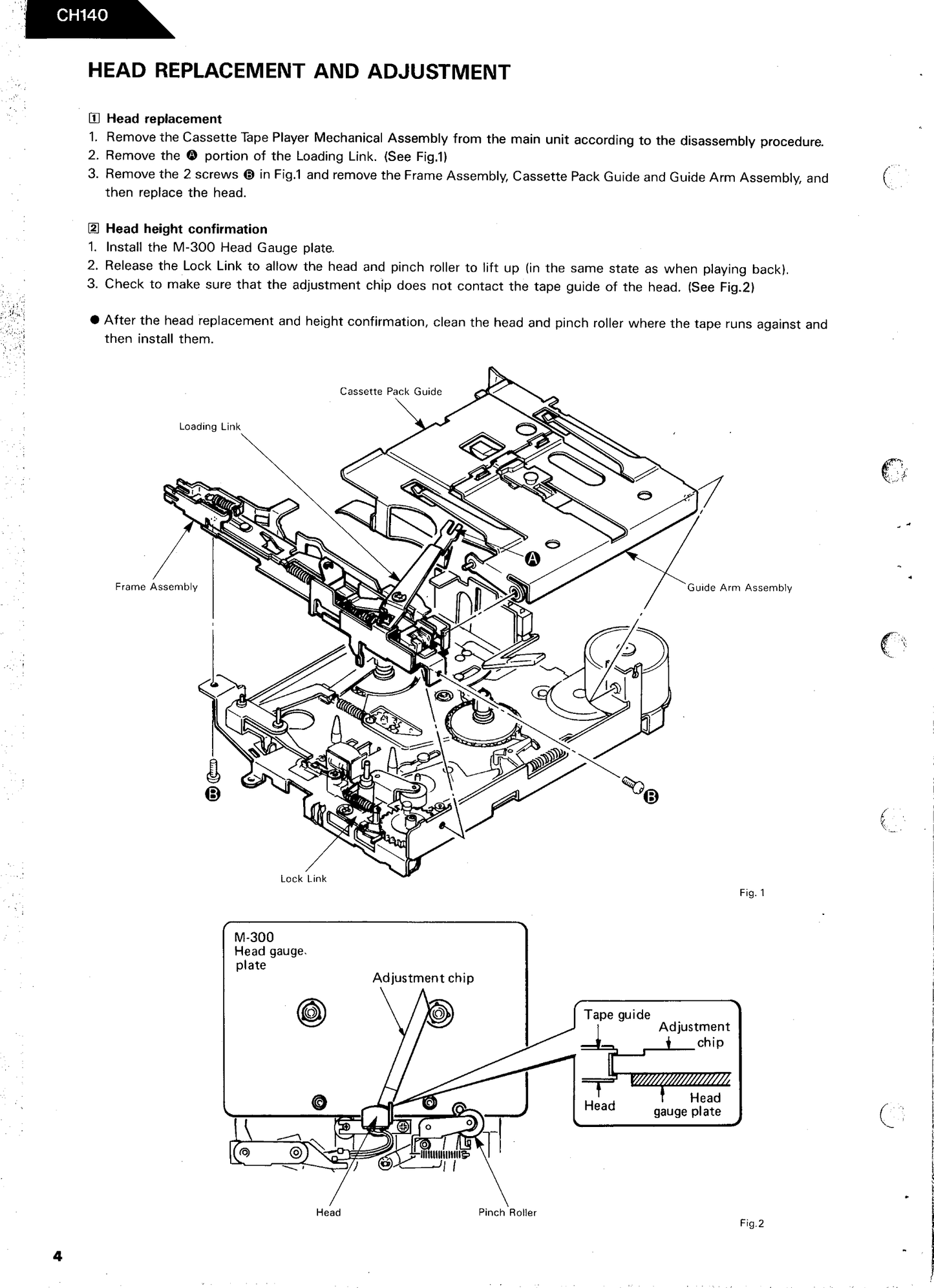 Harman/ Kardon CH140 Hi Fi Cassette Deck/ Tuner Service Manual (Pages: 37)