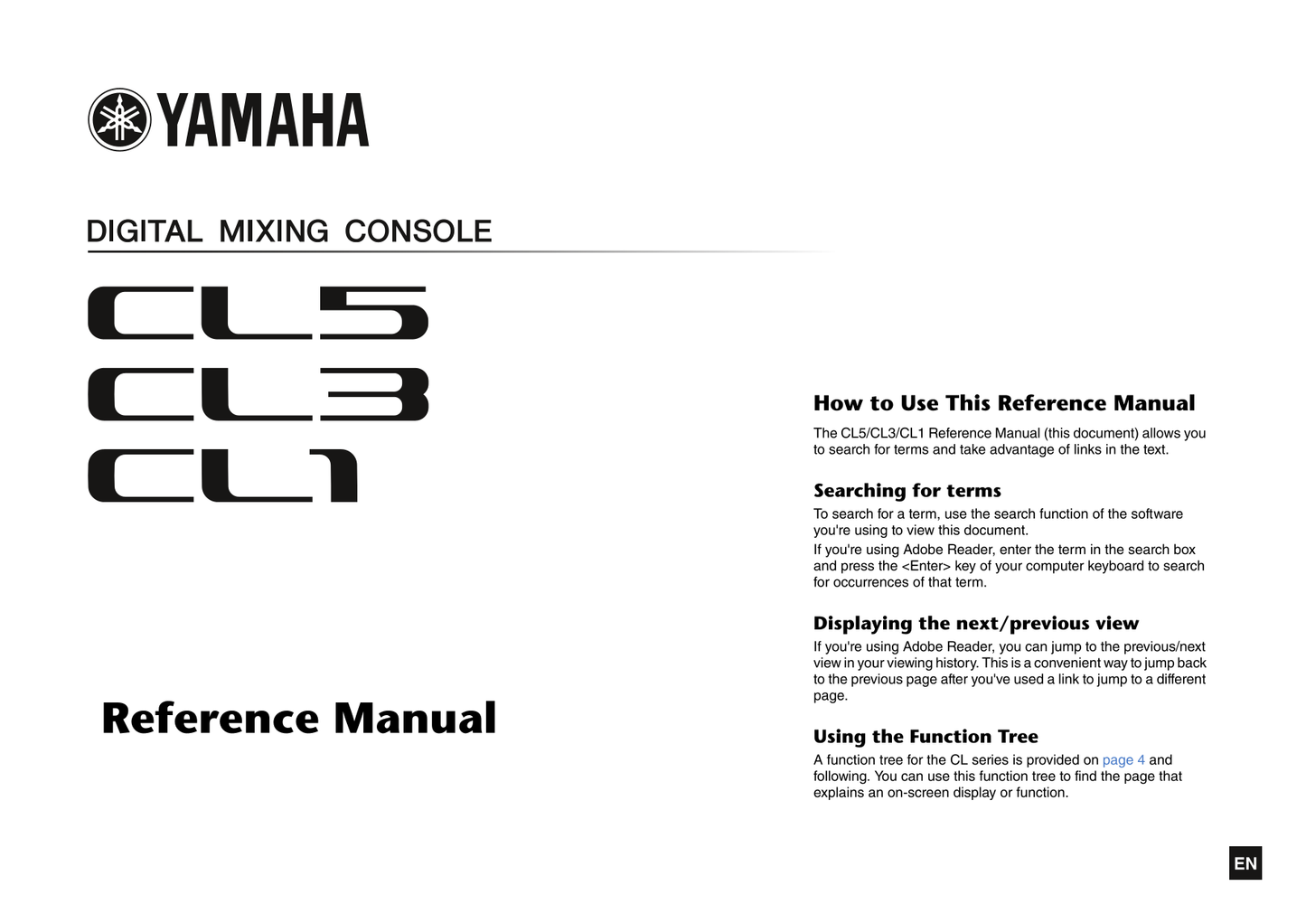 Yamaha CL1, CL3 & CL5 Digital Mixing Console Owner's/ User Manual (Pages: 302)