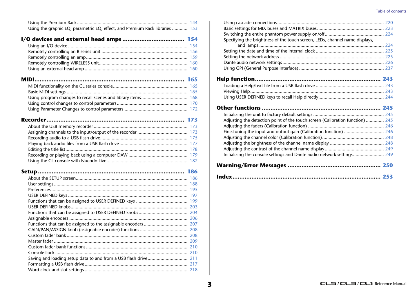 Yamaha CL1, CL3 & CL5 Digital Mixing Console Owner's/ User Manual (Pages: 302)