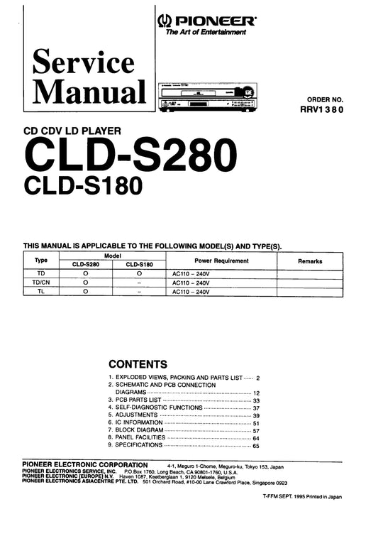 Pioneer CLD-S180 & CLD-S280 CD/CDV/LD Player Service Manual (Pages: 55)