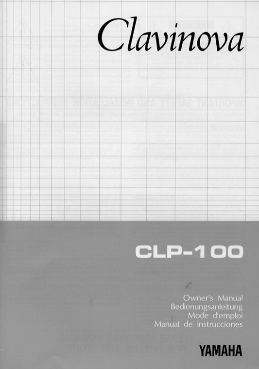 Yamaha CLP-100 Digital Piano Owner's/ User Manual (Pages: 11)