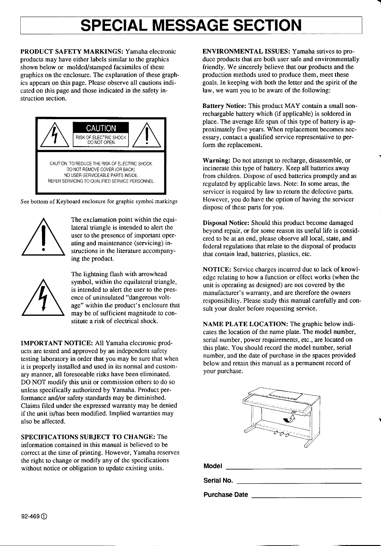 Yamaha CLP-133 Digital Piano Owner's/ User Manual (Pages: 33)