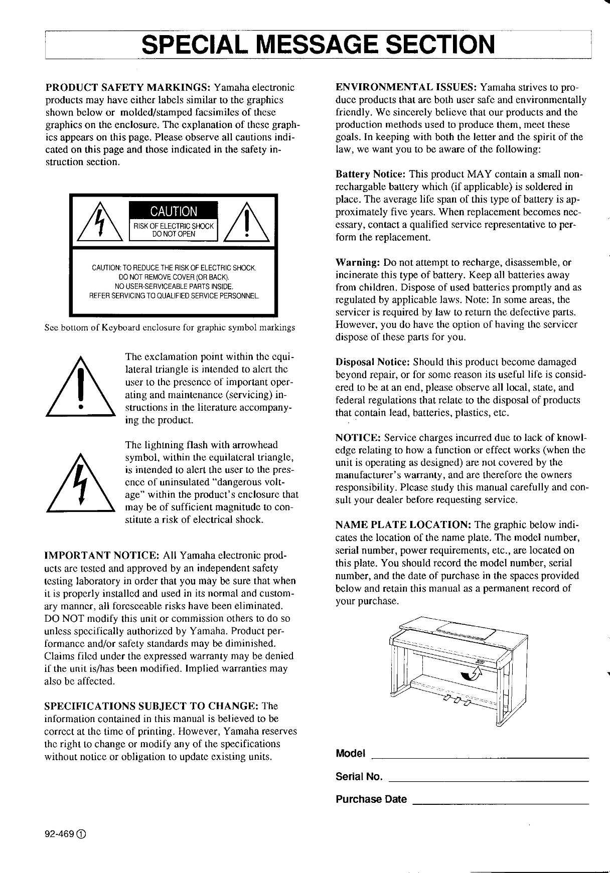 Yamaha CLP-134 Digital Piano Owner's/ User Manual (Pages: 39)