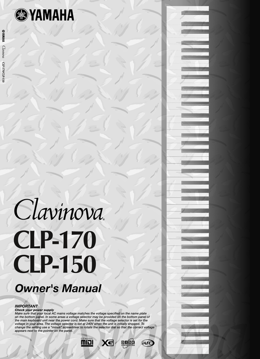 Yamaha CLP-150 & CLP-170 Digital Piano Owner's/ User Manual (Pages: 124)