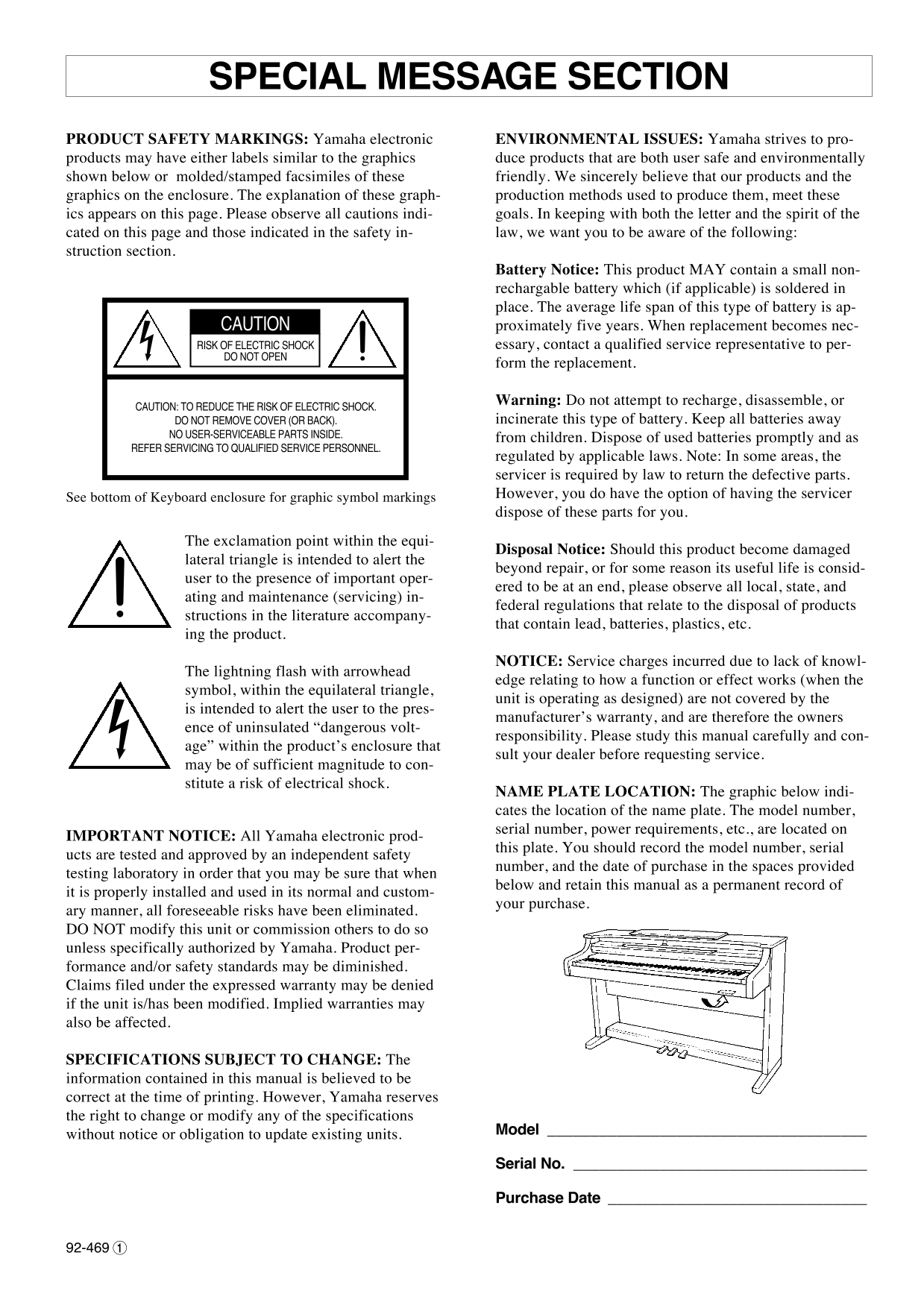 Yamaha CLP-157 Digital Piano Owner's/ User Manual (Pages: 39)