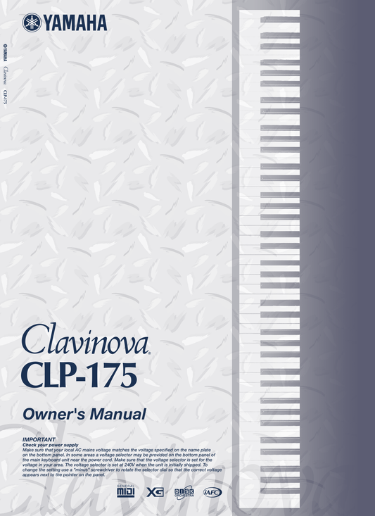 Yamaha CLP-175 Digital Piano Owner's/ User Manual (Pages: 124)