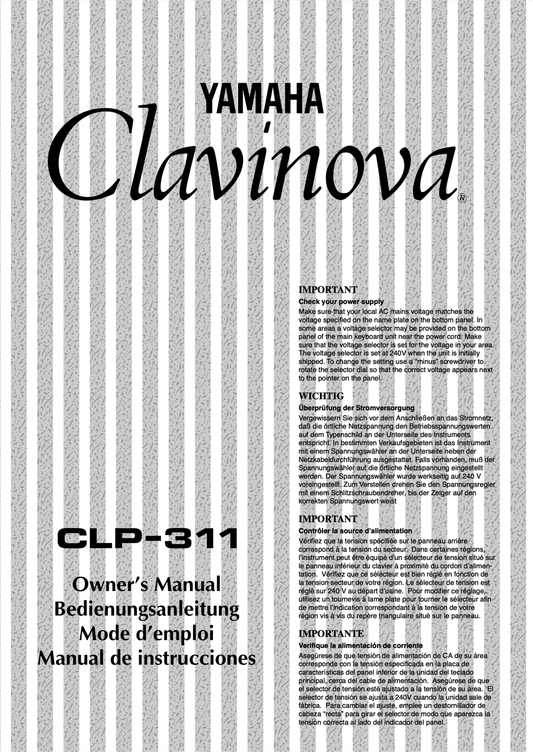 Yamaha CLP-311 Digital Piano Owner's/ User Manual (Pages: 28)