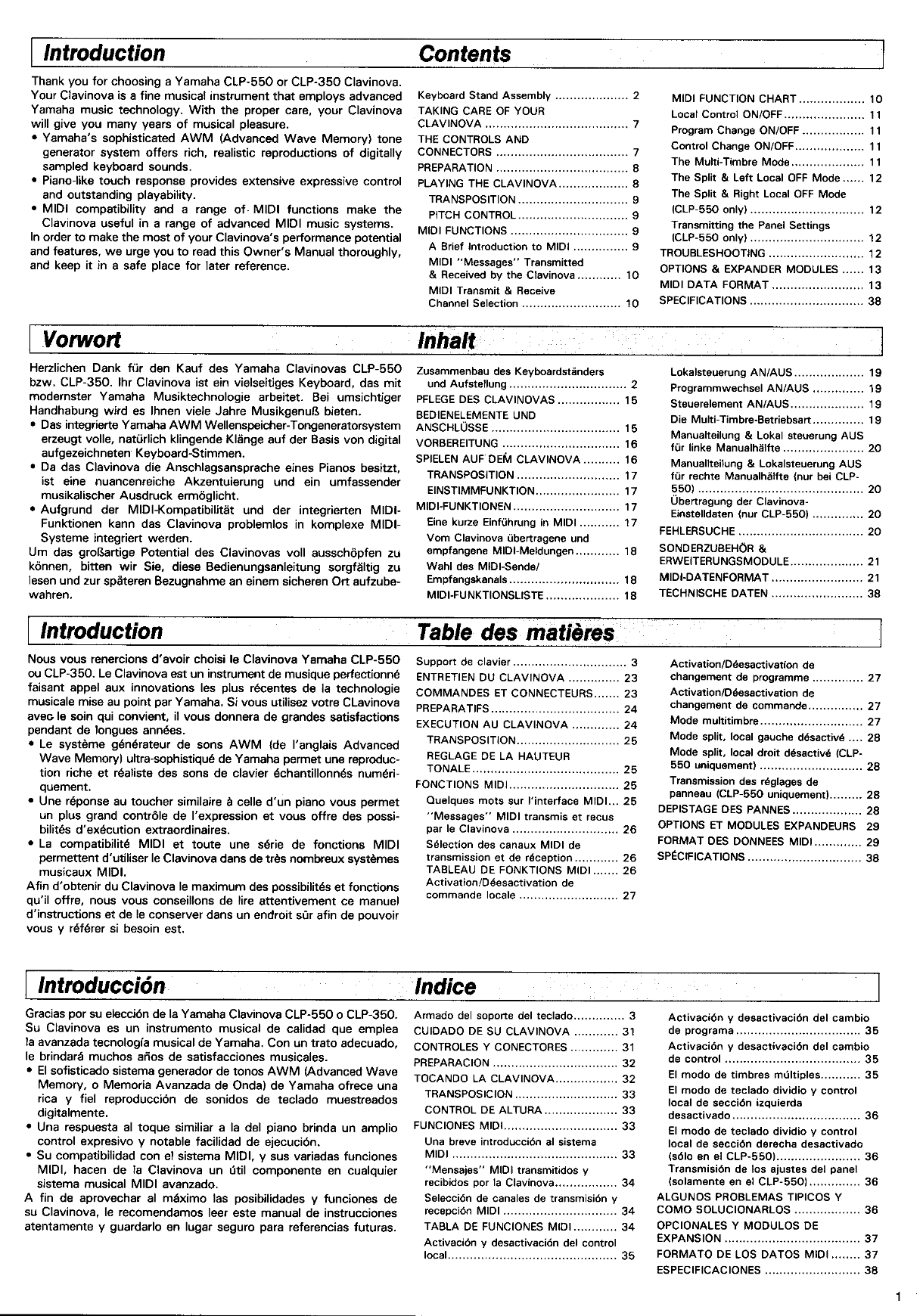 Yamaha CLP-350 & CLP-550 Digital Piano Owner's/ User Manual (Pages: 19)