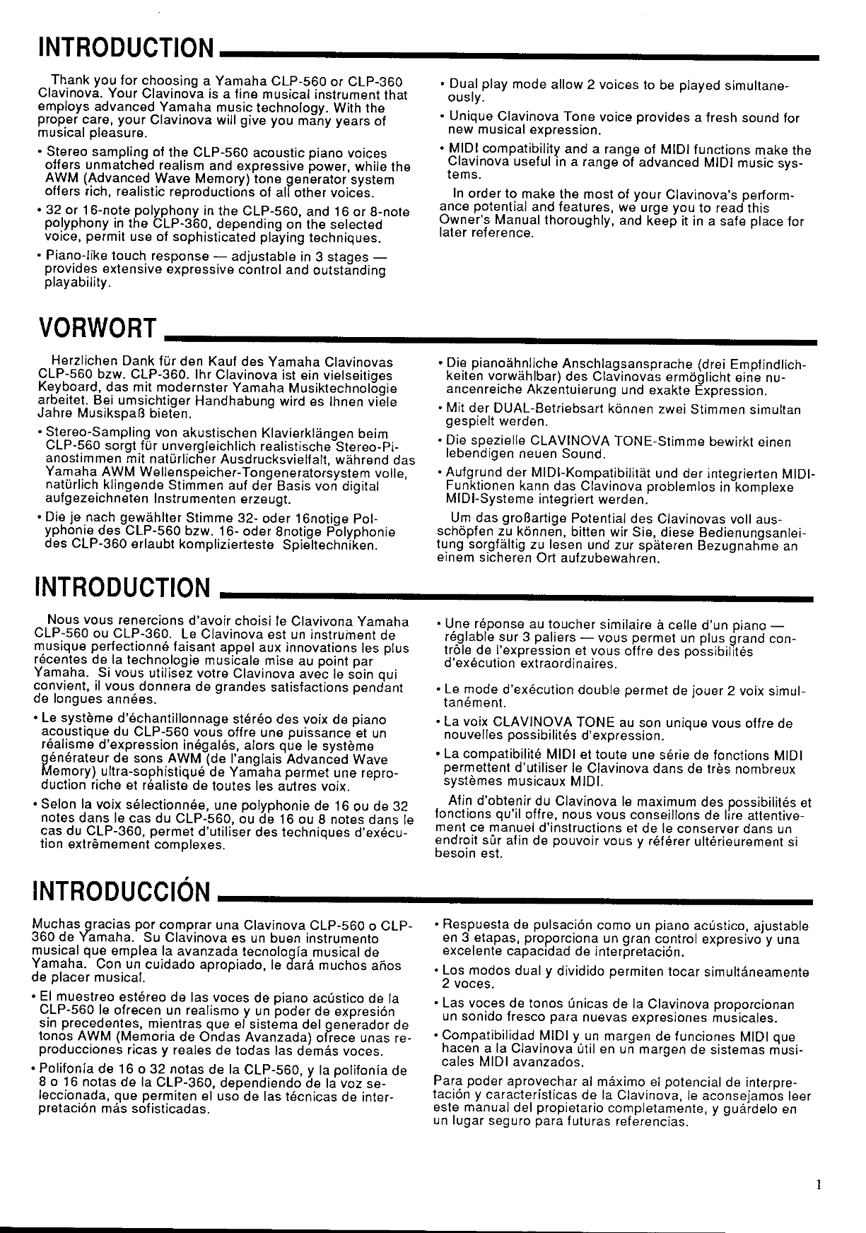 Yamaha CLP-360 & CLP-560 Digital Piano Owner's/ User Manual (Pages: 28)